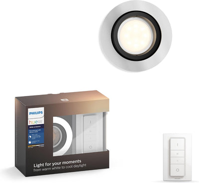 Philips Hue Milliskin Recessed Einbaustrahler – White Ambiance – GU10 – Aluminium – 6 W – rund – inkl. Dimmschalter