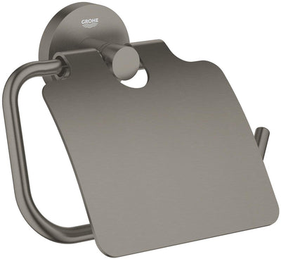 Grohe Start Toilettenpapierhalter mit Deckel – Schrauben oder Kleber – Metall – gebürsteter Hartgraphit