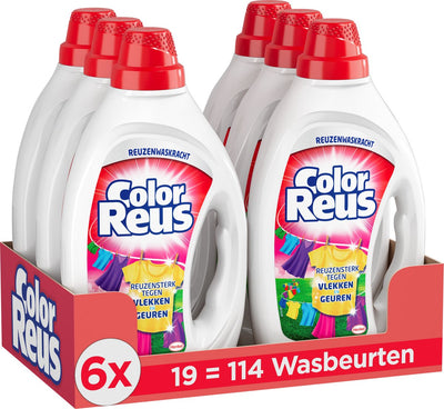 Color Reus Gel – Flüssigwaschmittel – Buntwäsche – 6 x 19 Wäschen – Vorteilspack