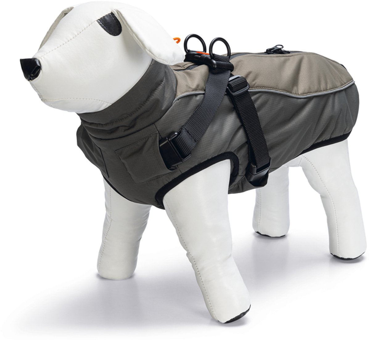 Beeztees Milo - Hundemantel + Hundegeschirr - Grau - 32 cm
