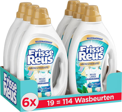 Fresh Giant Gel Lotus – Flüssigwaschmittel – Weiße Wäsche – Frisches Dufterlebnis – 6 x 19 Wäschen – Vorteilspack