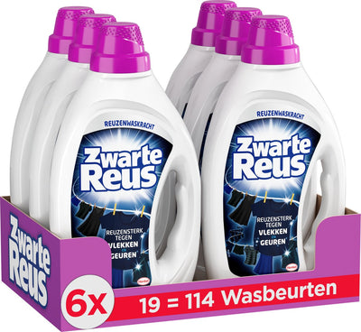 Black Giant Gel – Flüssigwaschmittel – schwarze und dunkle Wäsche – 6 x 19 Waschgänge – Vorteilspack