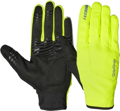 Gripgrab - Hurricane 2 winddichte Frühlings-Herbst-Fahrradhandschuhe Langfinger mit Polsterung - gelbe Warnschutzfunktion - Unisex - Größe S