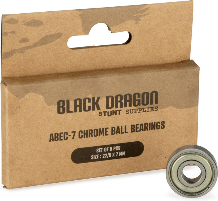 Schwarze Drachenkugellager – 8 Stück – ABEC 7 – Chrom
