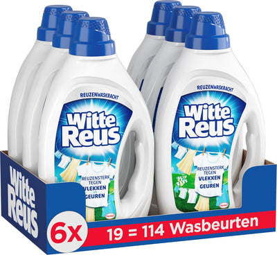 White Giant Gel - Flüssigwaschmittel - Weiße Wäsche - 6 x 19 Wäschen - Vorteilspack