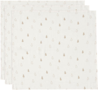 Jollein x Miffy – Hydrophiles Tuch klein 70x70cm – Wickeltuch, Spucktücher, Babytücher – weiche Baumwolle – Happy Miffy – Nougat – 3 Stück