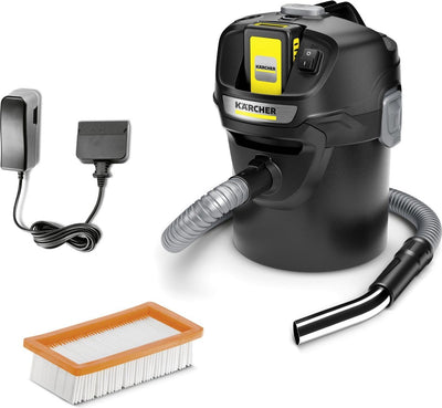 Kärcher ad 2 Akku-Set Asche- und Trockensauger – inkl. 18-V-2,5-Ah-Batterie – 18 V – 14 Liter – flammhemmend – Reboost-Filterreinigung