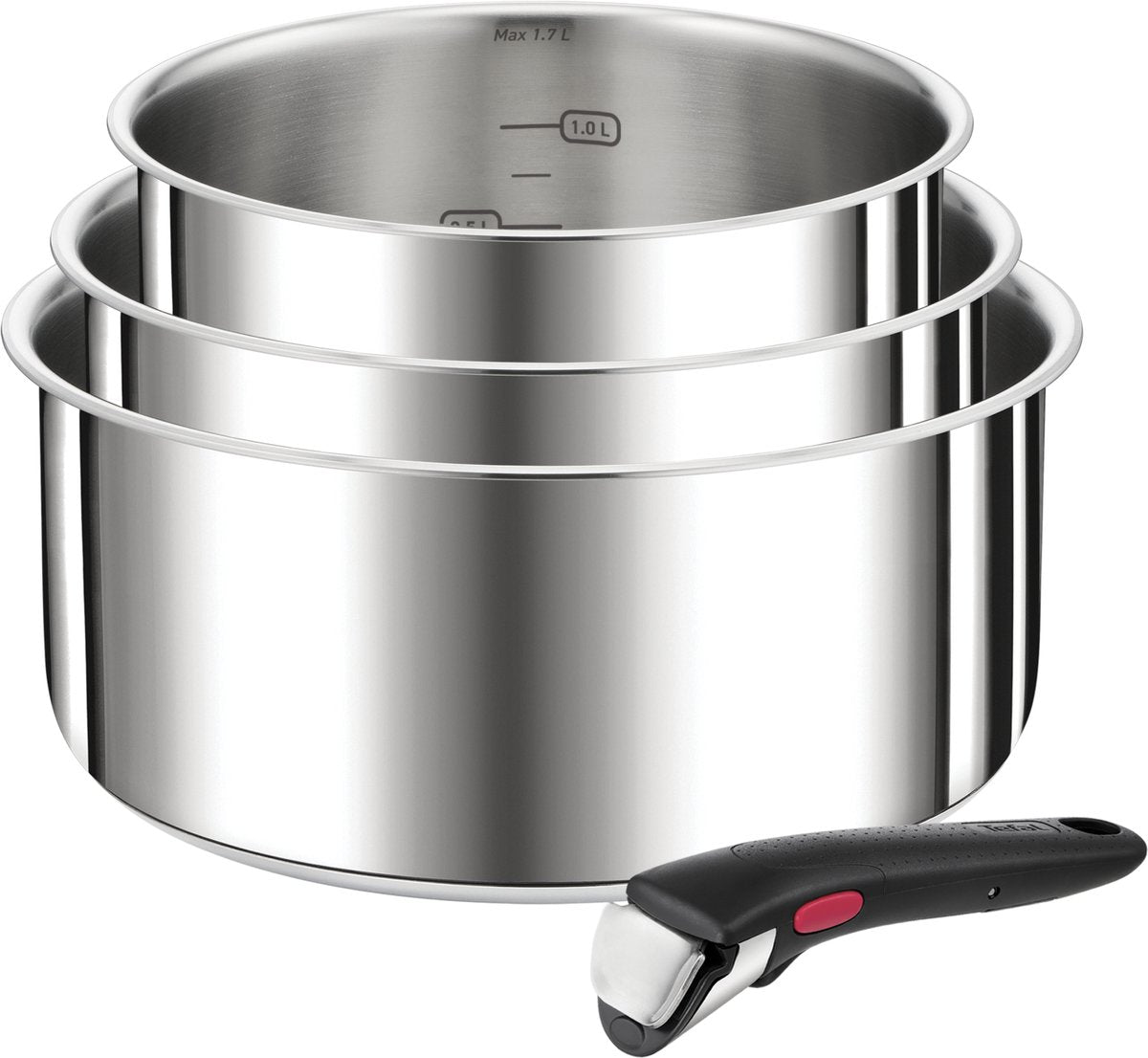 Tefal ingenio Preference - Pfannenset - 3-teilig - Induktion - stapelbar - abnehmbarer Griff - platzsparend