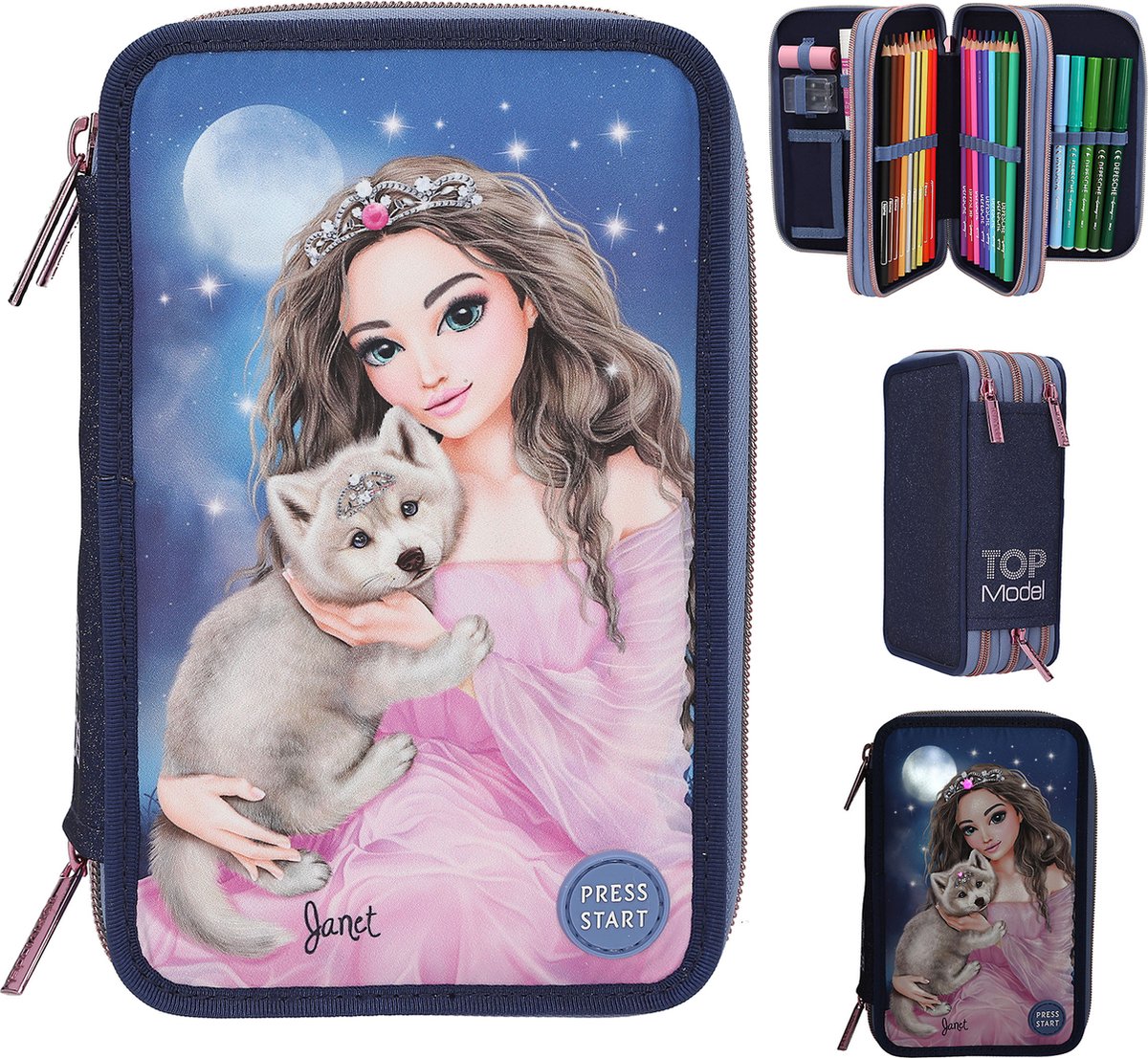 Depesche – Topmodell 3-Fach-Koffer mit LED – Wolf