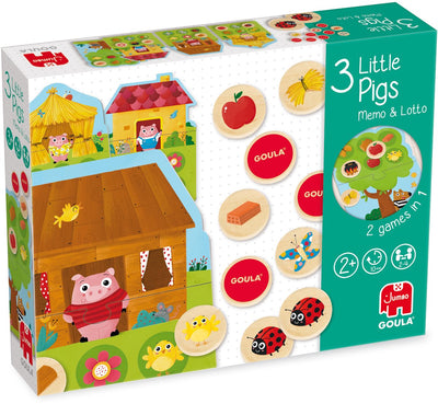 Goula Jumbo - - 3 kleine Schweinchen Memo Lotto - Kinderpuzzle - 24 Teile