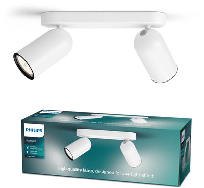 Philips LED Philips Pongee Aufbaustrahler – 2-flammig – Weiß