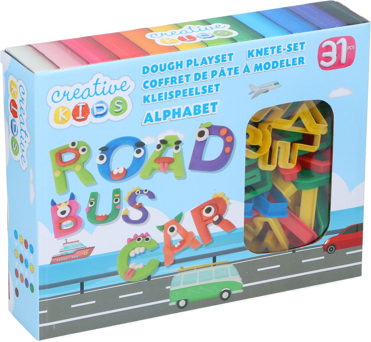 Kreatives Kinder-Alphabet-Knetset für Kinder, 31-teilig, darunter 26 Buchstabenformen für Knetmasse