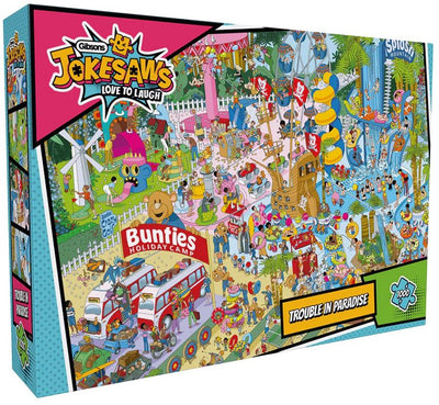Gibsons – Witzsägen: Ärger im Paradies (von Andy Tudor) – 1000 Teile 68 × 49 cm (B × H) – Puzzle für Erwachsene