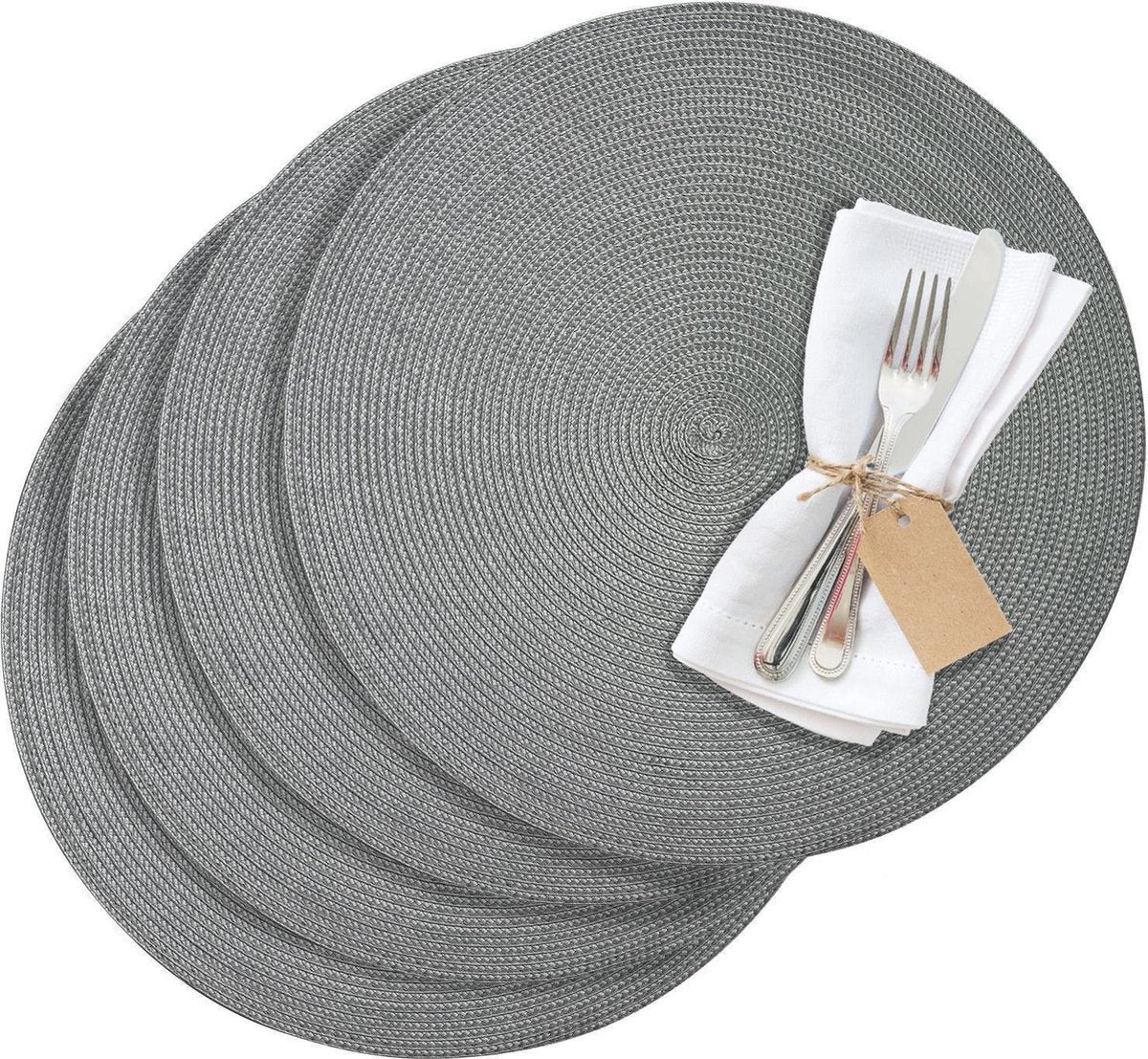 Westmark Set mit 4 Tischsets, ø 38 cm, Polypropylen, grau, Saleen-Kollektion: Kreis