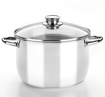 Monix Optima | 20-cm-Topf mit Glasdeckel, Edelstahl 18 10, Dreifach-Diffusorboden, für alle Herdarten geeignet, auch Induktion