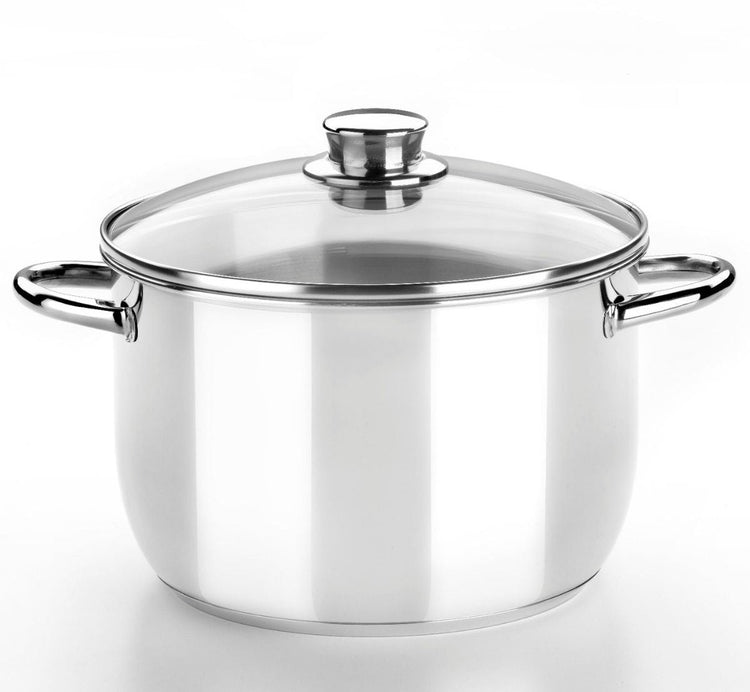 Monix Optima | 20-cm-Topf mit Glasdeckel, Edelstahl 18 10, Dreifach-Diffusorboden, für alle Herdarten geeignet, auch Induktion