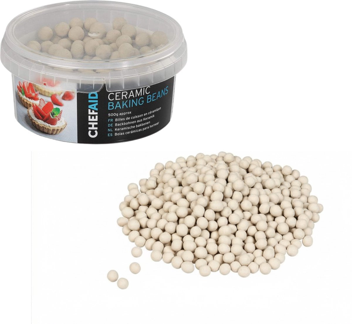 Chef Aid Keramik-Backbohnen 500 g – wiederverwendbare Backperlen zum Blindbacken – Kuchen und Quiches
