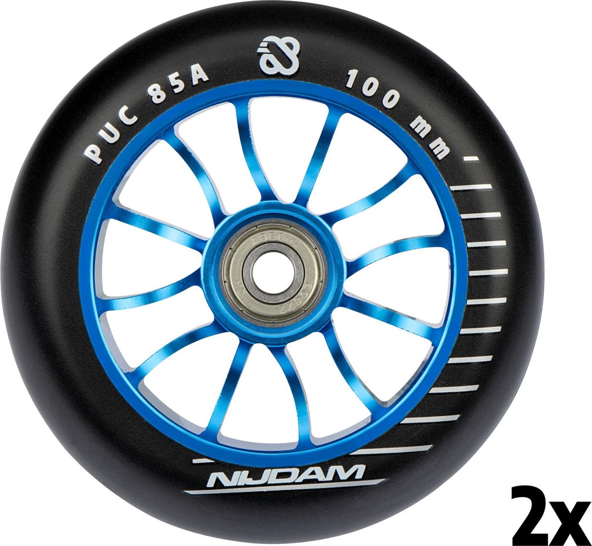 Nijdam Stunt-Scooter-Radsatz – Speichen-Aluminium – Blau – 2 Stück