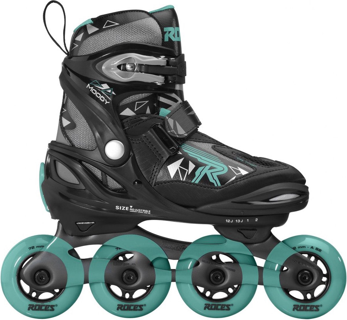 Inlineskates Moody Tif 82A schwarz aqua Größe 30-35