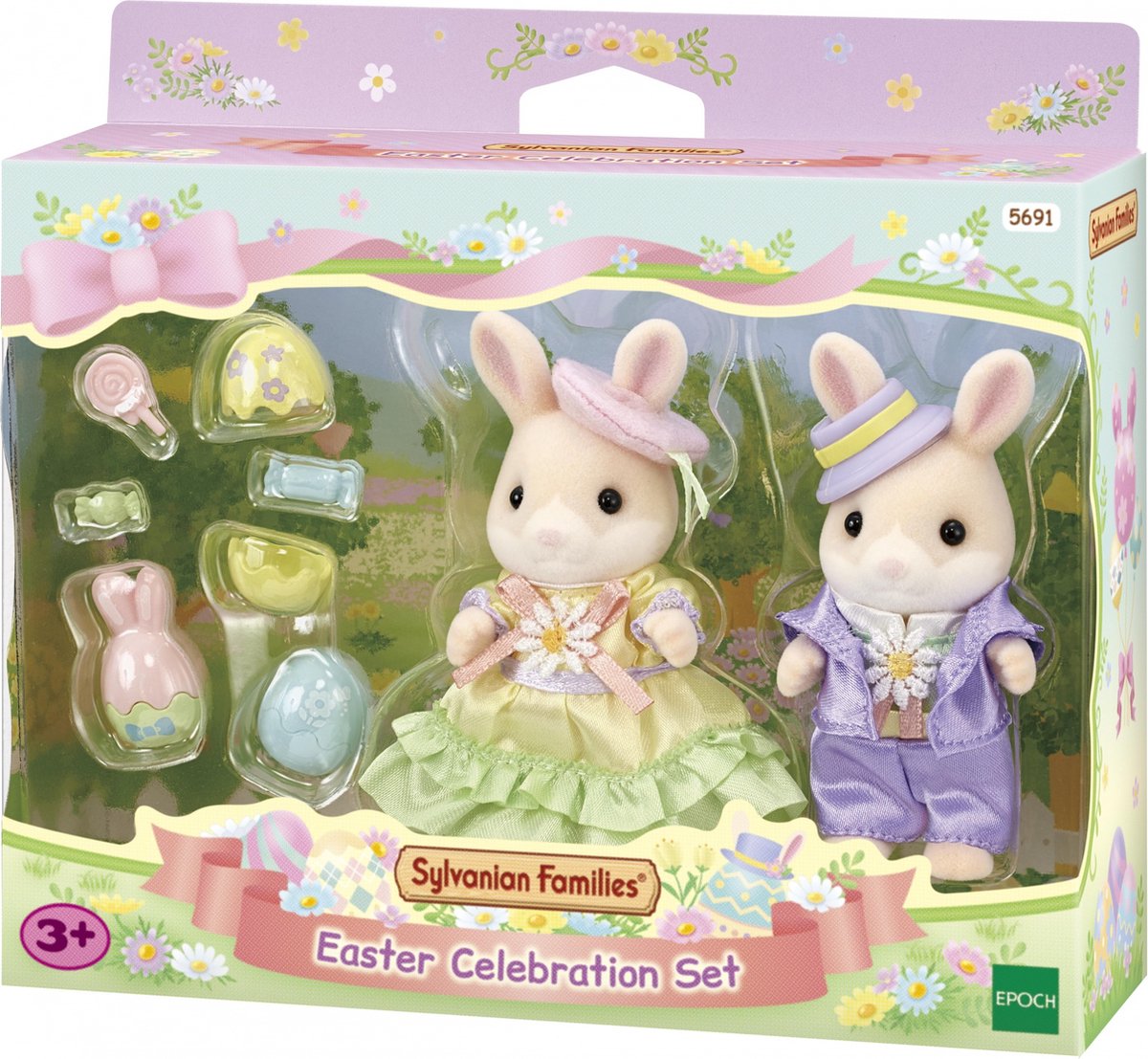 Sylvanian Family 5691 Frohe Ostern-Set – 2 samtweiche Spielfiguren – Hasen