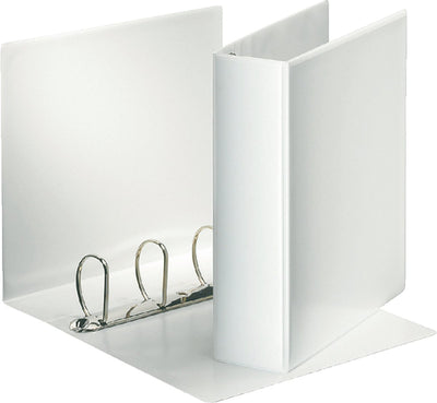 Esselte Deluxe Panorama-Ringbinder – A4, 4-Ring-D-Mech 52 mm – Rückenbreite 77 mm – Weiß