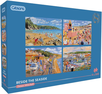 Gibsons Puzzle „Neben dem Meer“, 4x500 Teile, voller Puzzlespaß.