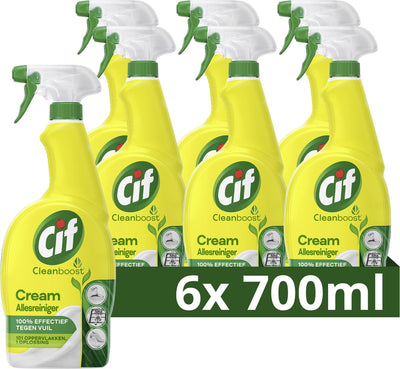 Cif – Cleanboost – Allzweckreiniger-Spray – Creme – 6 Flaschen x 700 ml – Vorteilspack