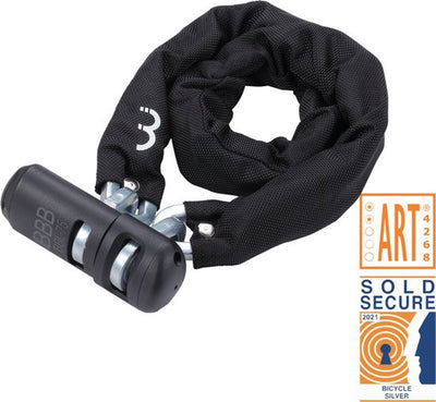 BBB Cycling SecureChain Art 2 Fahrradschloss – Fahrradkettenschloss – sicher verkauft, Silber – Schwarz – 90 x 0,9 cm – BBL-75