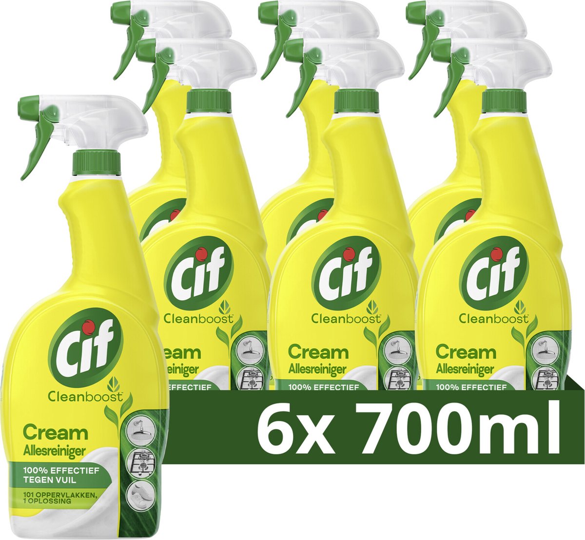 Cif – Cleanboost – Allzweckreiniger-Spray – Creme – 6 Flaschen x 700 ml – Vorteilspack