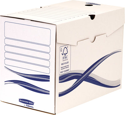 Bankers Box Archivbox A4+ mit Deckel – Dokumente aufbewahren – FSC-Recyclingkarton – mit Platz für Etiketten
