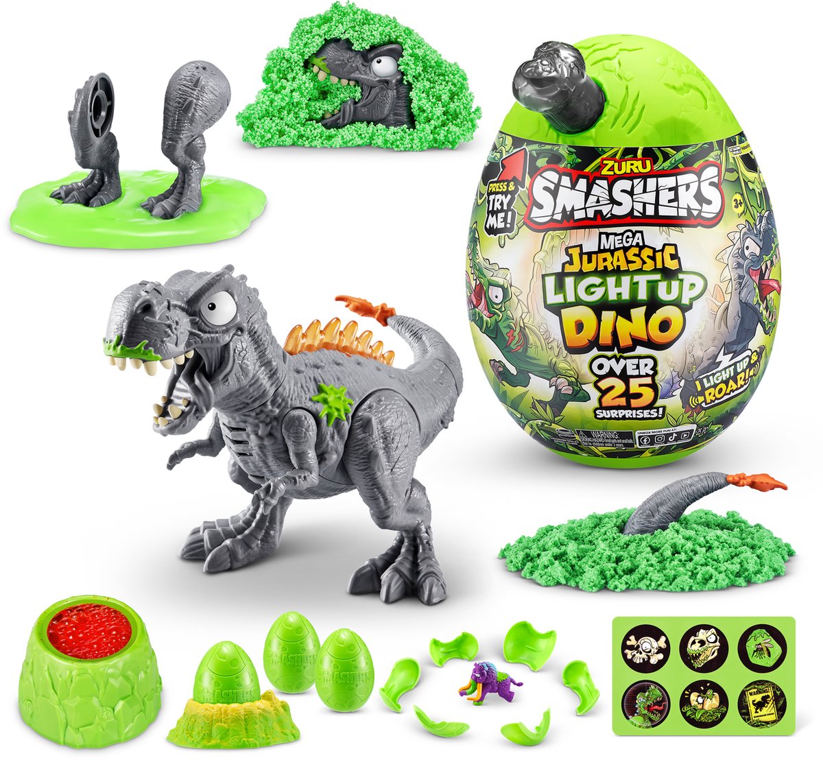 Zuru Smashers Zuru – Smashers – Mega Jurassic Light Up Dino Egg – Spielfigur – T – Rex