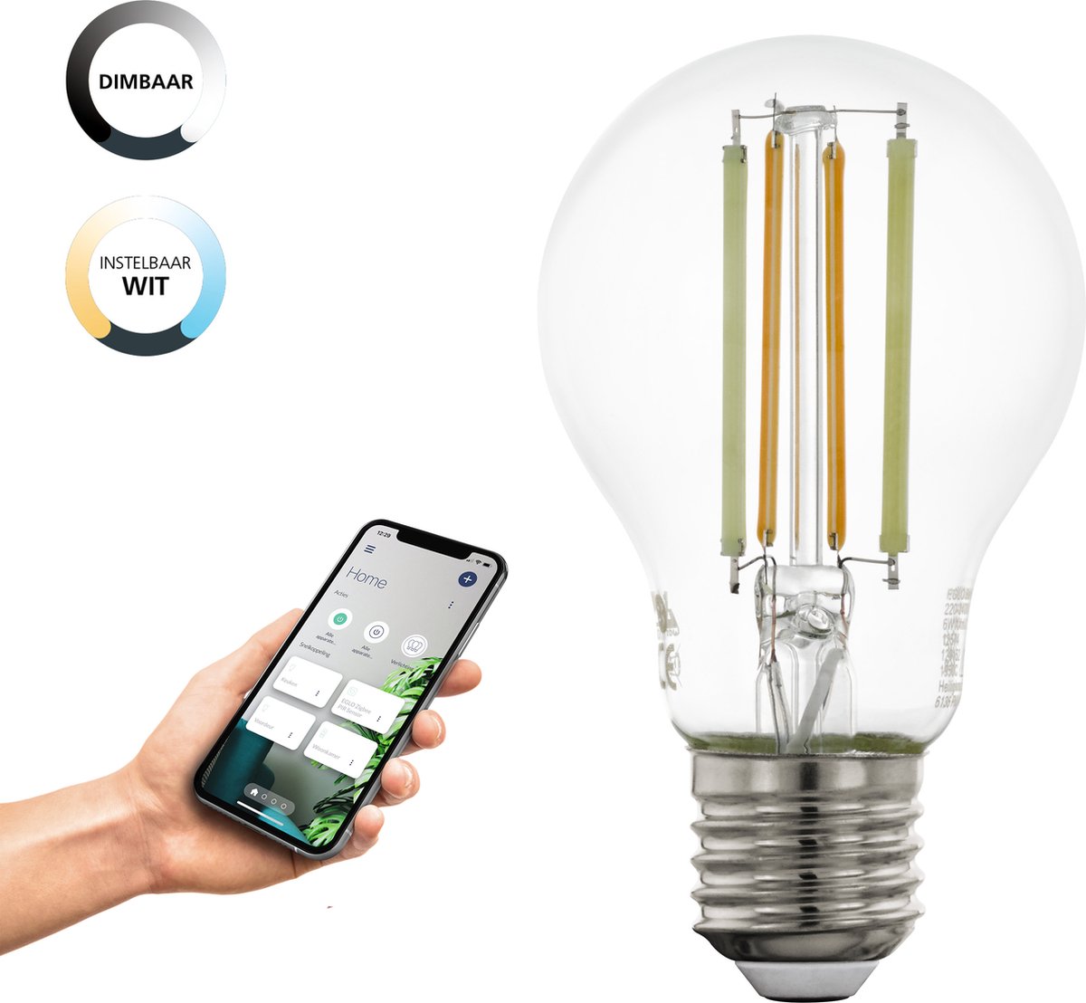Eglo connect.z smarte LED-Lampe – E27 – ø 6 cm – einstellbares weißes Licht – dimmbar – Zigbee