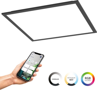 Eglo connect.z moradillo Smart LED-Panel – 39,5 x 39,5 cm – Schwarz – einstellbares RGB-Weißlicht – dimmbar – ZigBee