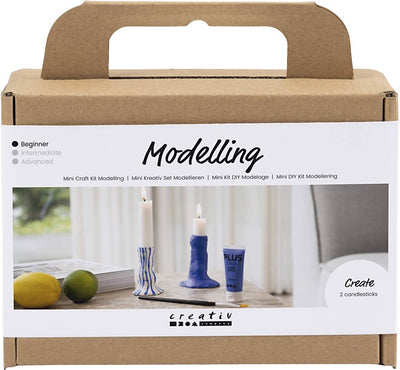 Creativ Company Mini-Hobby-Set Bildhauerei, Kerzenständer, Ultramarin, 1 Box