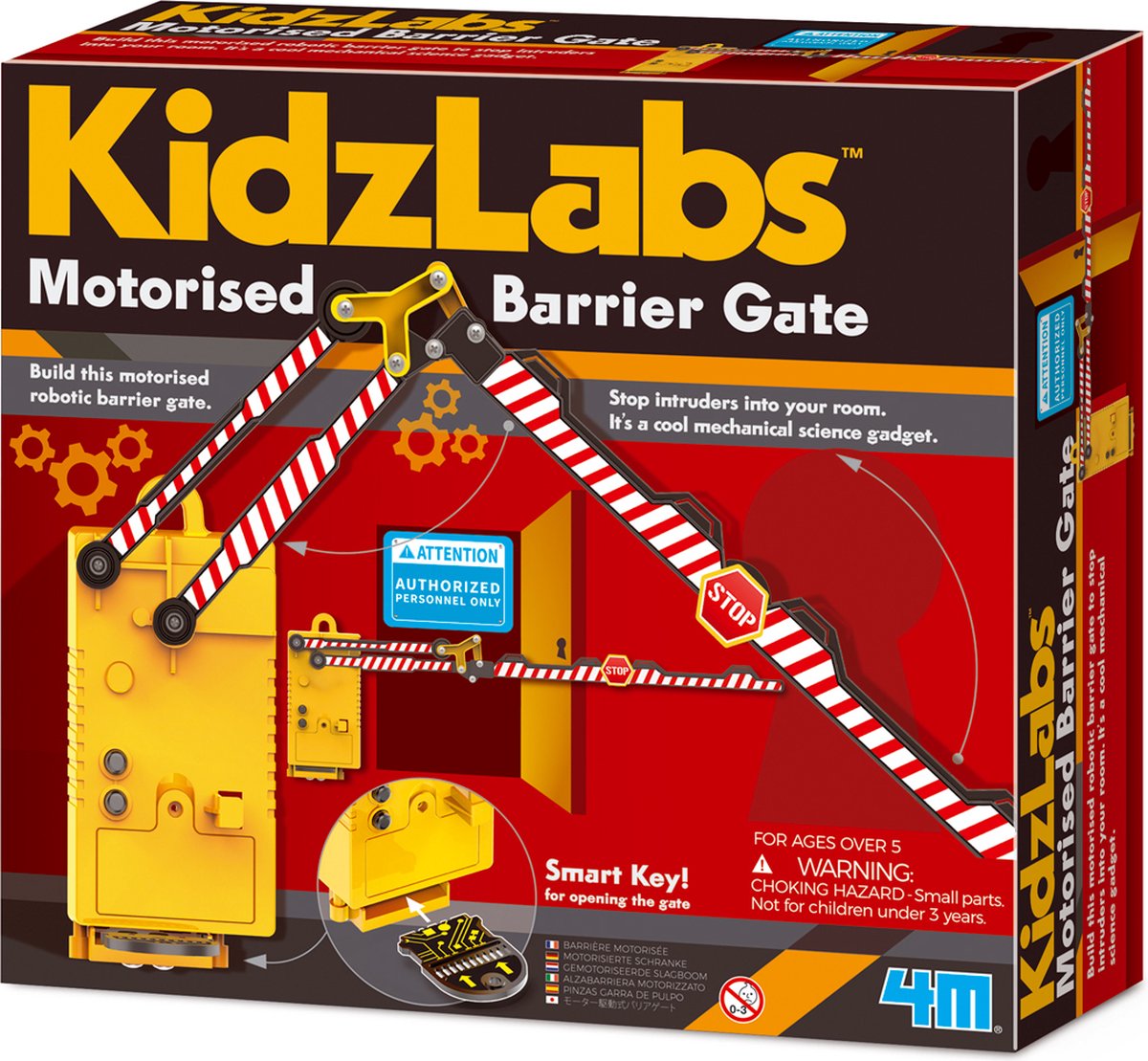 4 m lange Kidzlabs: motorisierte Barriere 64 cm, mit Smart-Key zum Öffnen des Tors, mit ausführlicher Anleitung, läuft mit 2 x 1,5 V AAA-Batterien (nicht im Lieferumfang enthalten), im Karton, 5+