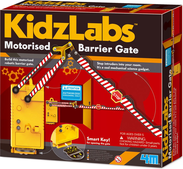 4 m lange Kidzlabs: motorisierte Barriere 64 cm, mit Smart-Key zum Öffnen des Tors, mit ausführlicher Anleitung, läuft mit 2 x 1,5 V AAA-Batterien (nicht im Lieferumfang enthalten), im Karton, 5+