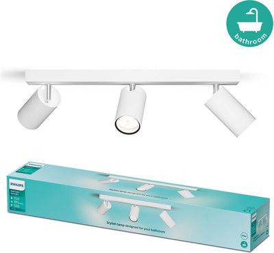Philips LED Philips Idris Spot – Deckenspot – spritzwassergeschützt IP44 – 5W – weiß – Badezimmerlampe – drei Lichtpunkte – nur für LED-Spots geeignet