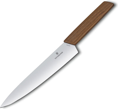 Victorinox Schweizer modernes Kochmesser – 22 cm – Edelstahl, Walnussholz – Geschenkbox