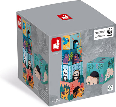 Janod - WWF - Stapelturm mit Tierfiguren aus Holz