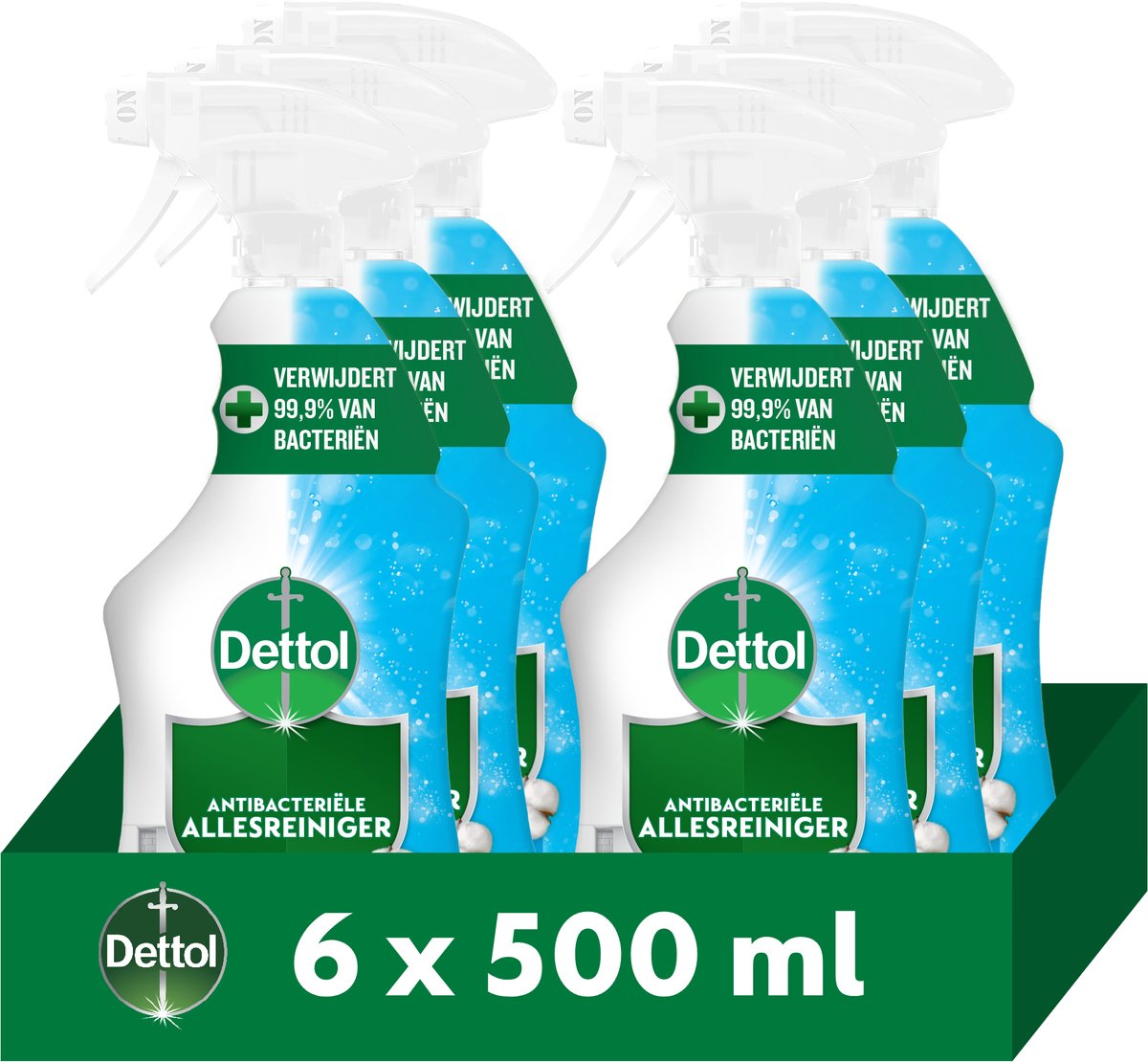 Dettol – Allzweckreiniger-Spray – antibakteriell – Baumwollfrisch – 6 x 500 ml Vorteilspack