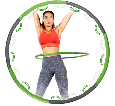Tunturi Fitness Hula Hoop - Fitness Hoop - Fitness Hula Hoop - 1,5 kg - Grün Grau - inkl. kostenlose Fitness-App