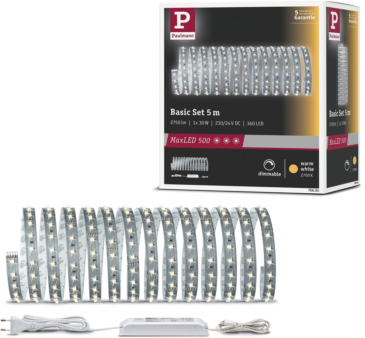 Paulmann maxled 500 LED-Streifen Basisset 5m warmweiß 30w 550lm m 2700k 60va