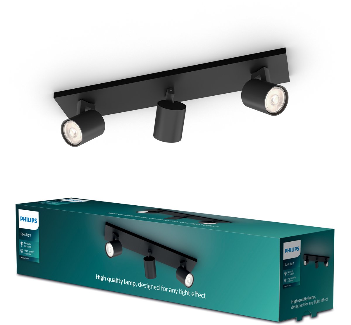 Philips LED Philips Runner Aufbaustrahler – 3-flammig – Schwarz