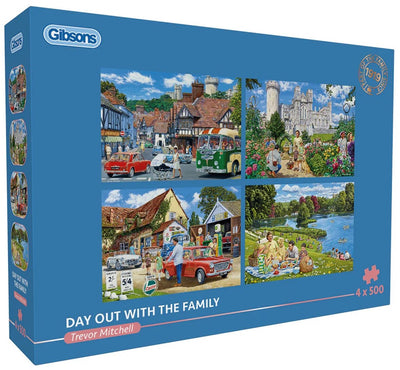 Gibsons – Tagesausflug mit der Familie (von Trevor Mitchell) – 4×500 Teile 48×34 cm (B×H) – Puzzle für Erwachsene