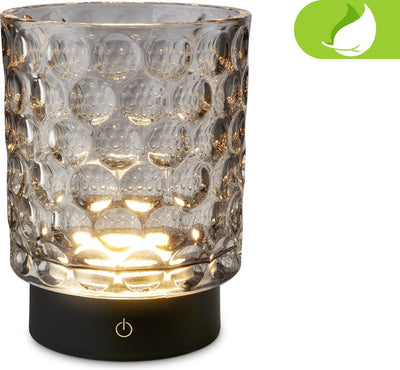Briloner sunora – kabellose LED-Tischleuchte IP44 – 7560014 – dimmbar – Touch – kabellos – spritzwassergeschützt – austauschbarer Akku und Lichtquelle – ø11 x 15 cm – grau