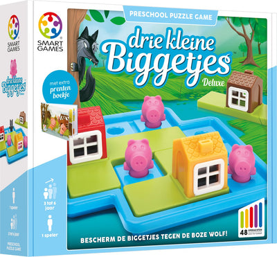 Intelligente Spiele Drei kleine Schweinchen – logisches Denkspiel für Vorschulkinder und Kleinkinder – 48 Aufgaben mit Bilderbuch – lehrreiches Solospiel – ab 3 Jahren
