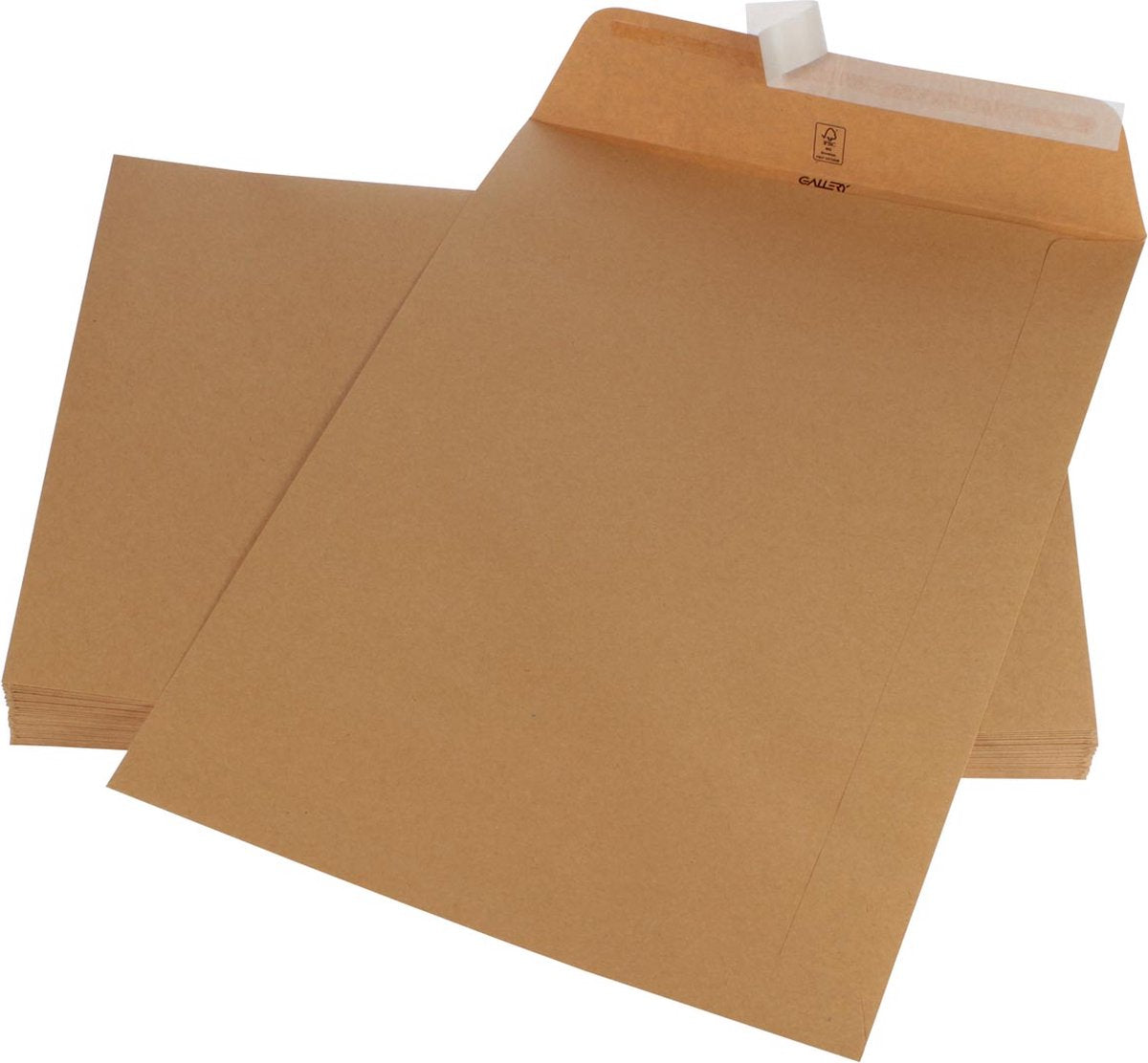Galerie-Umschläge, Größe 250 x 350 mm, Streifenverschluss, braun, Kraftkarton, à 250 Stück