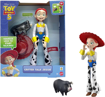 Mattel Disney und Pixar Toy Story 5 Animal Talk Jessie – 30 cm große Actionfigur und JD-Schwein mit 35 Geräuschen – Niederländisch