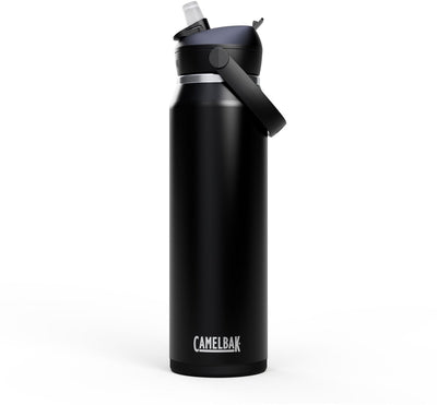 Camelbak Thrive Flip Straw Trinkflasche – 1 l – Edelstahl – mit Strohhalm – Isolierwasserflasche – Schwarz