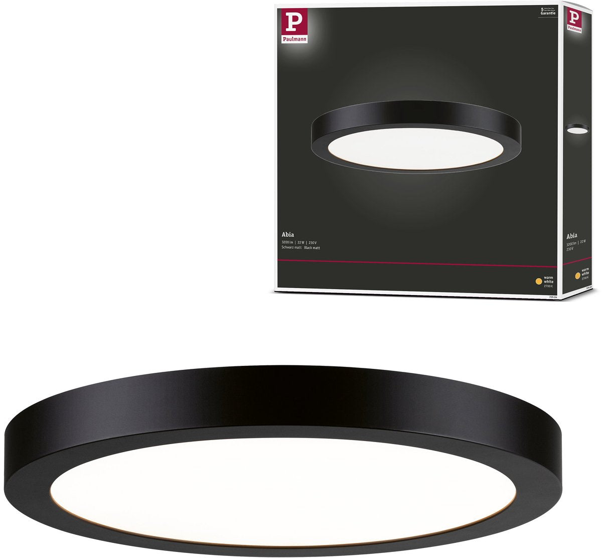 Paulmann LED Panel Abia rund 300 mm 22w 2200lm 2700k schwarz